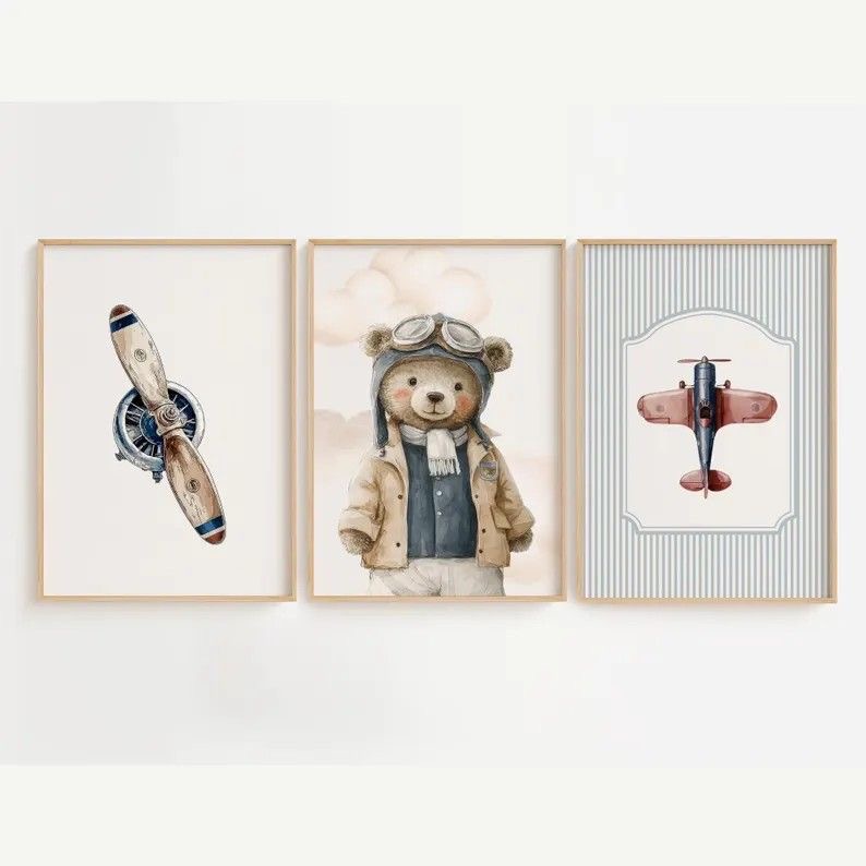 ست تابلوی تدی خلبان (Pilot Teddy) کد 1