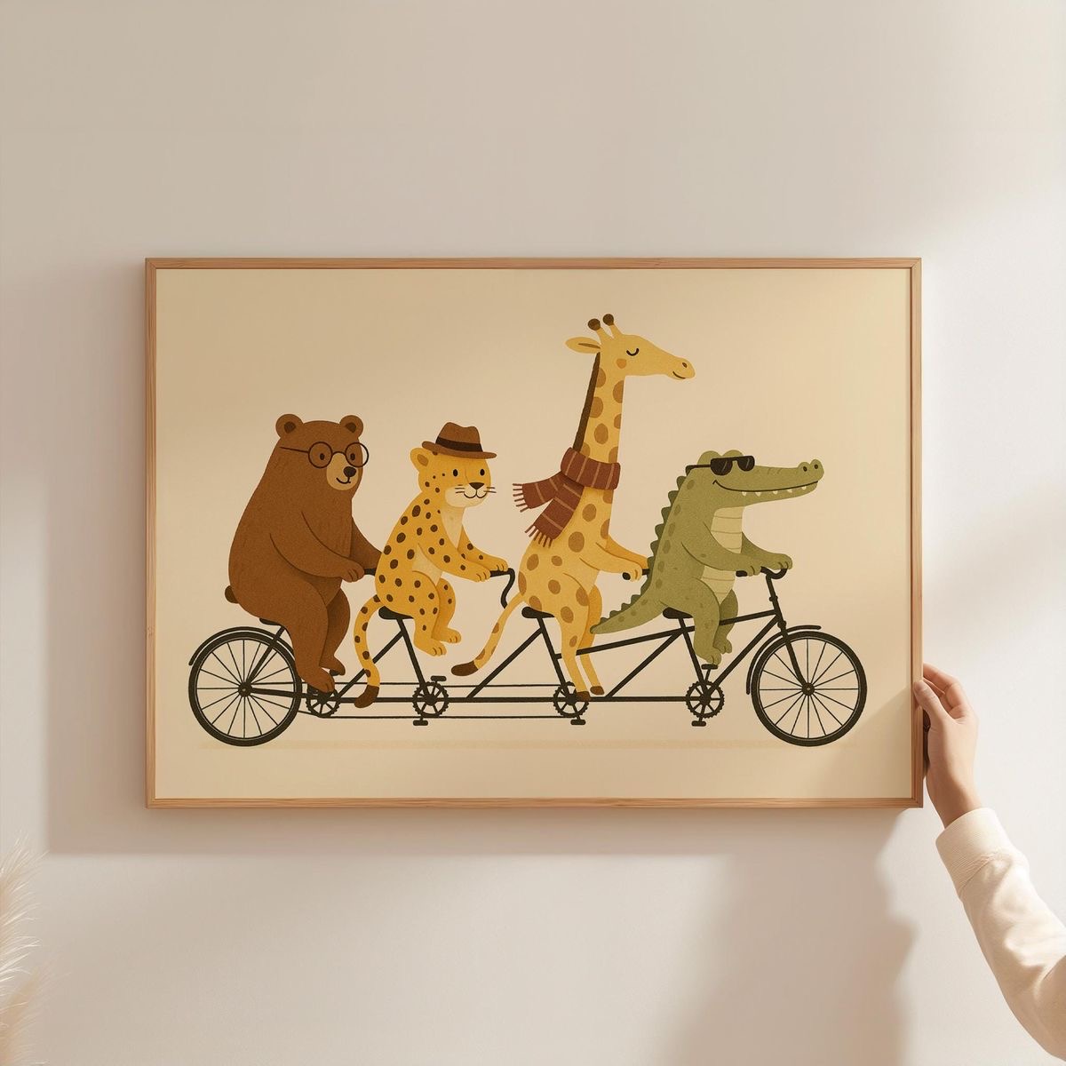تابلوی اتاق کودک حیوانات دوچرخه سوار 🚲🦒