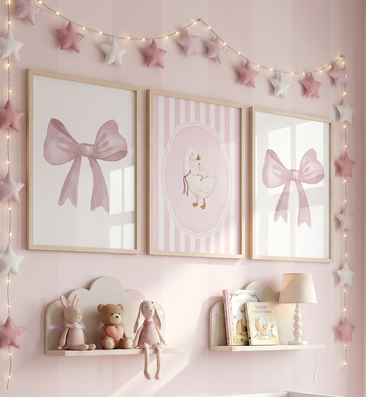 ست تابلو اتاق کودک یارا (مرغابی و پاپیون) 🎀🦢