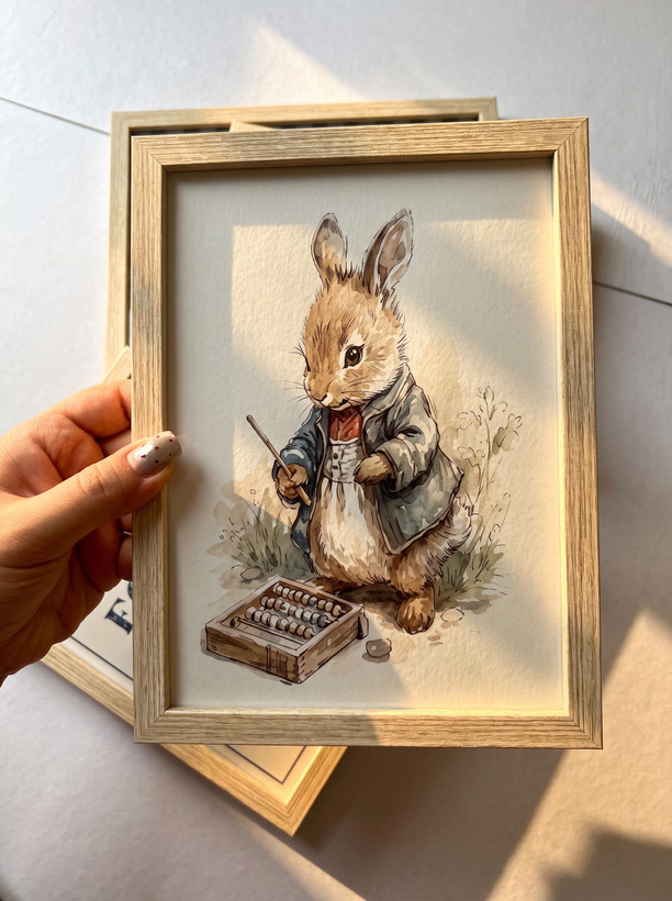 ست تابلو اتاق کودک تدی و خرگوش وینتیج کد ۶۷ 🐻🐰🚂